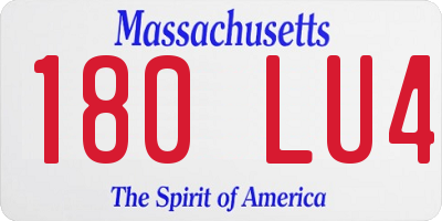 MA license plate 180LU4