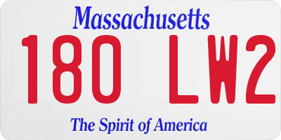 MA license plate 180LW2