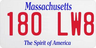 MA license plate 180LW8