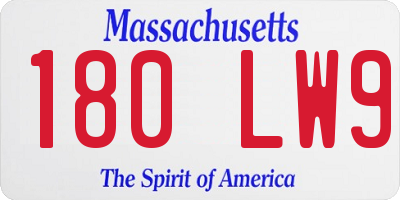 MA license plate 180LW9