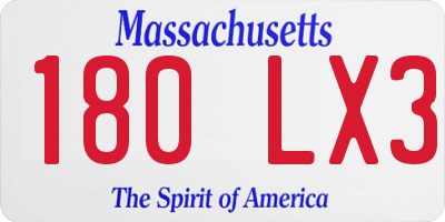 MA license plate 180LX3