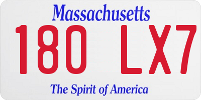 MA license plate 180LX7