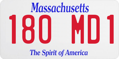 MA license plate 180MD1