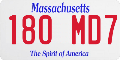 MA license plate 180MD7