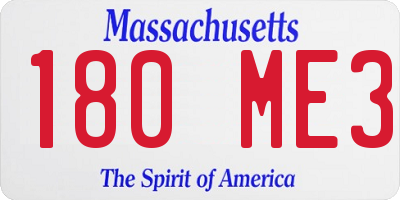 MA license plate 180ME3