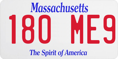 MA license plate 180ME9