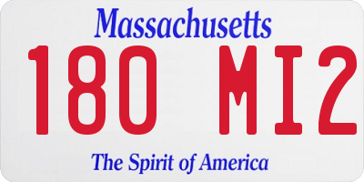MA license plate 180MI2
