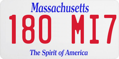 MA license plate 180MI7