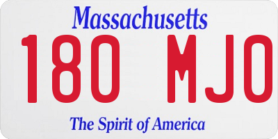 MA license plate 180MJ0