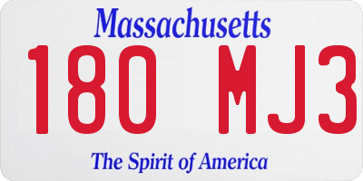 MA license plate 180MJ3