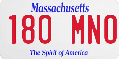 MA license plate 180MN0