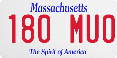 MA license plate 180MU0