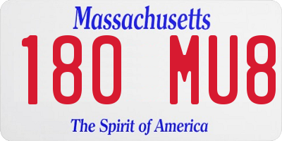MA license plate 180MU8