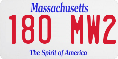 MA license plate 180MW2