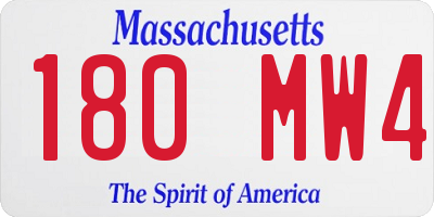 MA license plate 180MW4
