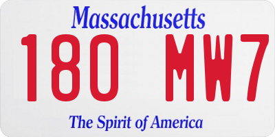 MA license plate 180MW7