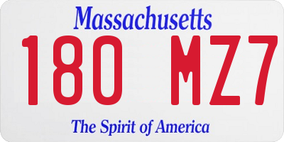 MA license plate 180MZ7