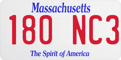 MA license plate 180NC3