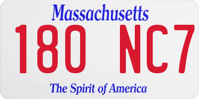 MA license plate 180NC7