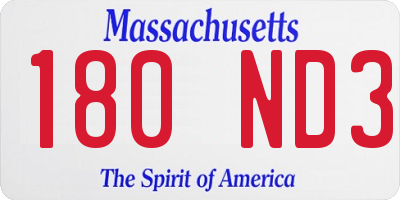 MA license plate 180ND3