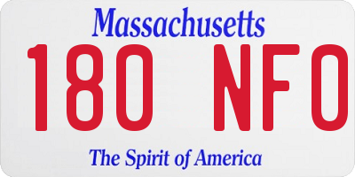 MA license plate 180NF0