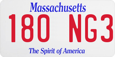 MA license plate 180NG3