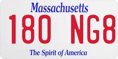 MA license plate 180NG8