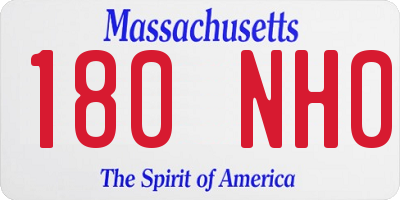 MA license plate 180NH0