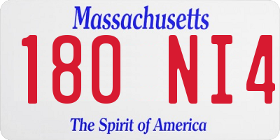 MA license plate 180NI4