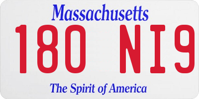 MA license plate 180NI9