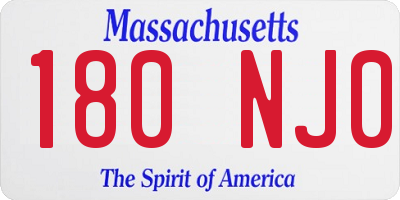 MA license plate 180NJ0