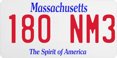 MA license plate 180NM3