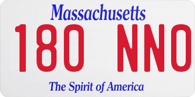 MA license plate 180NN0