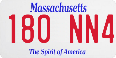 MA license plate 180NN4