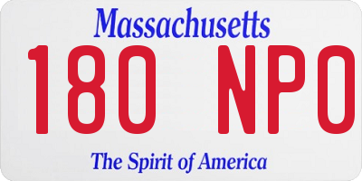 MA license plate 180NP0