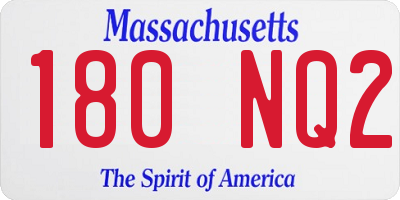 MA license plate 180NQ2