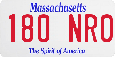 MA license plate 180NR0