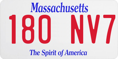 MA license plate 180NV7