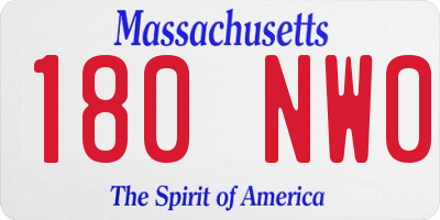 MA license plate 180NW0