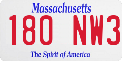 MA license plate 180NW3