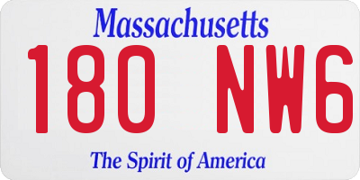 MA license plate 180NW6
