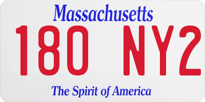 MA license plate 180NY2