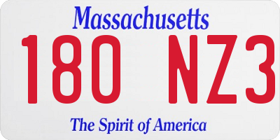 MA license plate 180NZ3