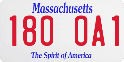 MA license plate 180OA1