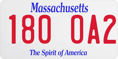 MA license plate 180OA2