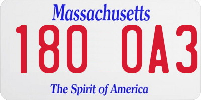 MA license plate 180OA3