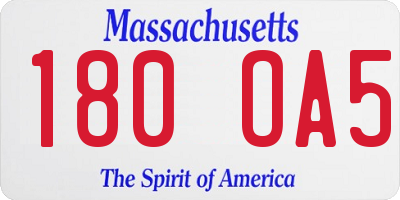 MA license plate 180OA5