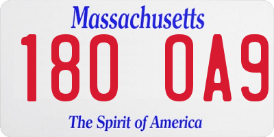 MA license plate 180OA9