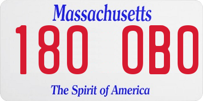 MA license plate 180OB0