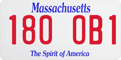 MA license plate 180OB1
